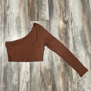 Burnt orange shein one shoulder top.